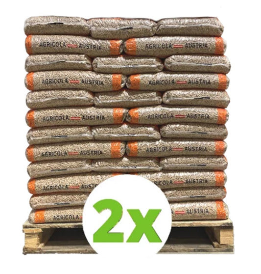 Agricola Austria houtpellets (wit) – EN+A1 2 pallet (120 zak/1800 kg)
